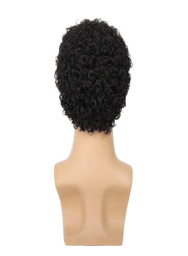 Wiwige Mens Curly Afro Wigs Short Black Wig for Male California Halloween Cosplay Costume Full Wigs - Image 4